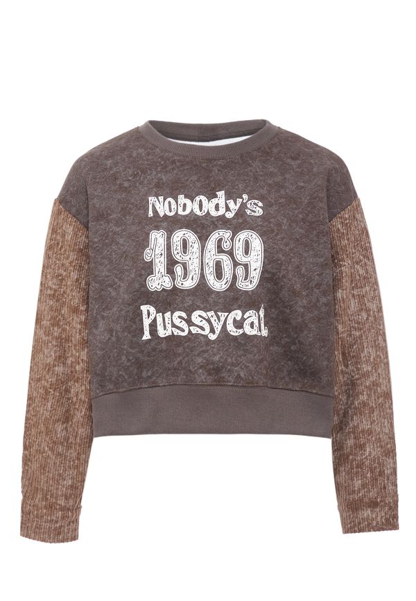 HOMEBASE HOMEBASE Суичър  тъмнокафяво / кафяв меланж / бяло