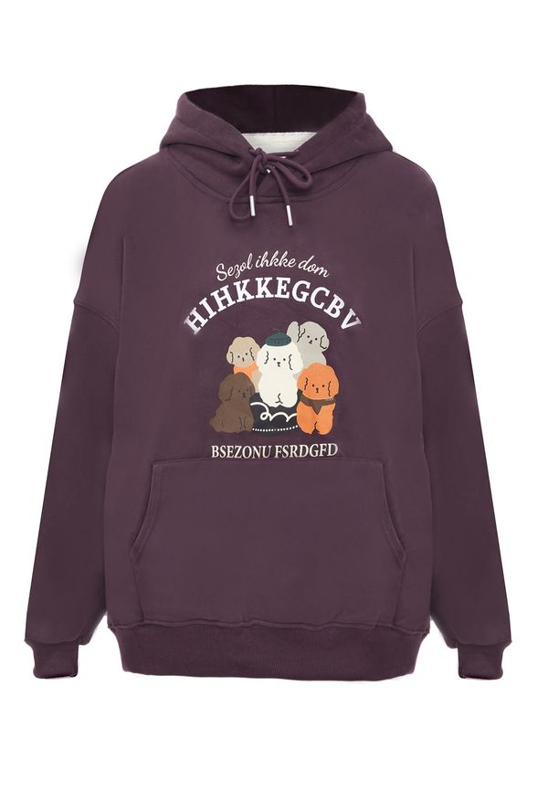 HOMEBASE HOMEBASE Суичър  тъмнокафяво / къпина / оранжево / бяло