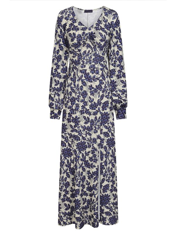 HotSquash HotSquash Рокля 'Gemma'  бежово / синьо / опушено синьо / черно