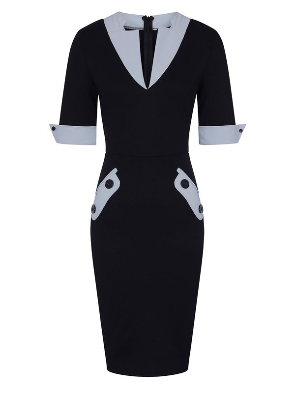 HotSquash HotSquash Рокля тип риза  черно / бял памук