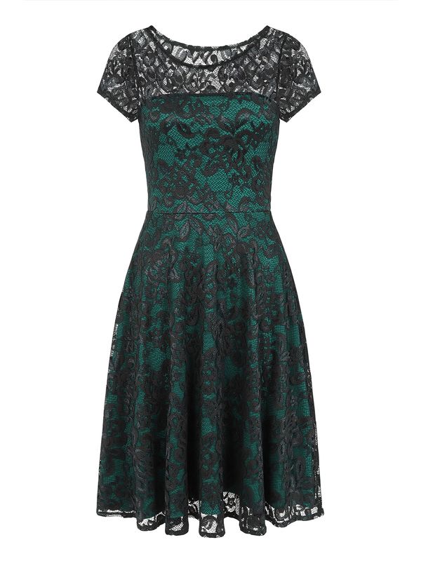 HotSquash HotSquash Рокля за коктейл  смарагдово зелено / черно