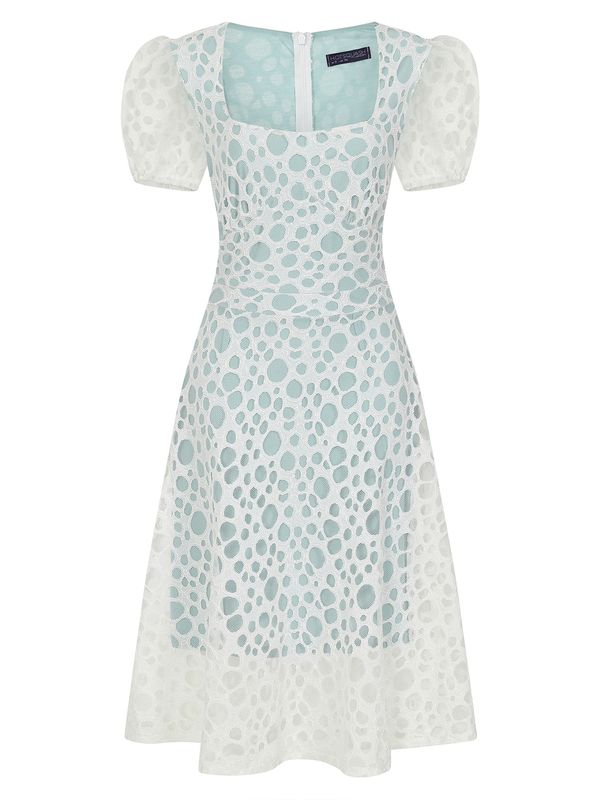 HotSquash HotSquash Рокля за коктейл  светлосиньо / бяло