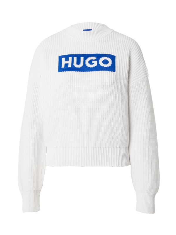 HUGO Blue HUGO Blue Пуловер 'Sloger'  синьо / бяло