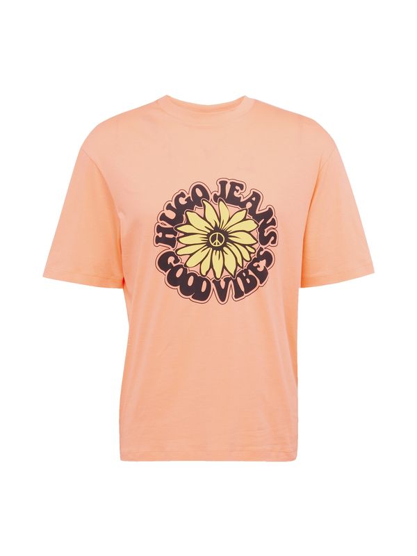 HUGO Blue HUGO Blue Тениска 'Nune'  светложълто / пастелно оранжево