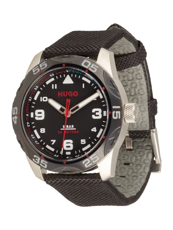 HUGO Red HUGO Red Аналогов часовник '#Trek'  сиво / черно / бяло