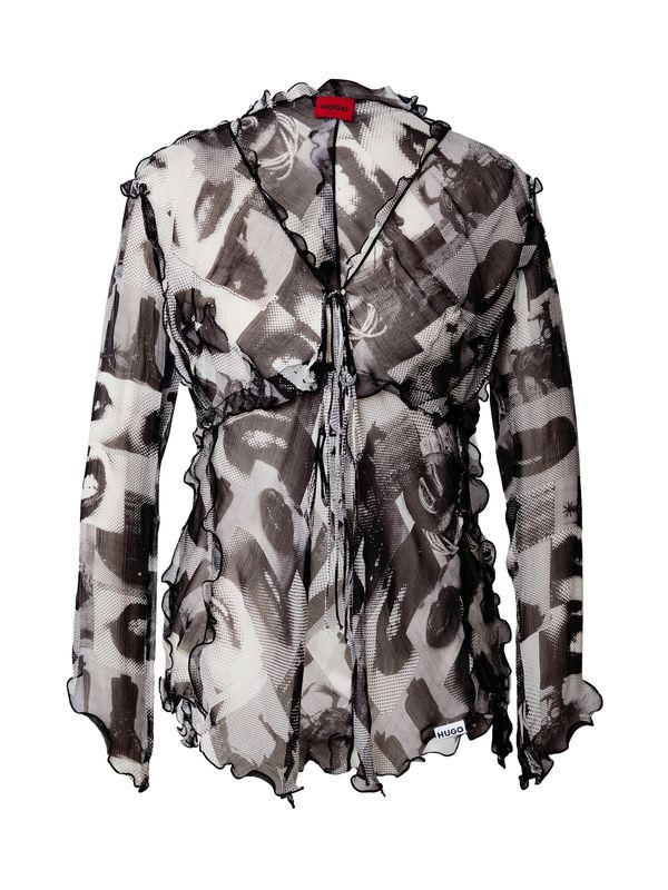 HUGO Red HUGO Red Блуза 'Etheria'  черно / бяло