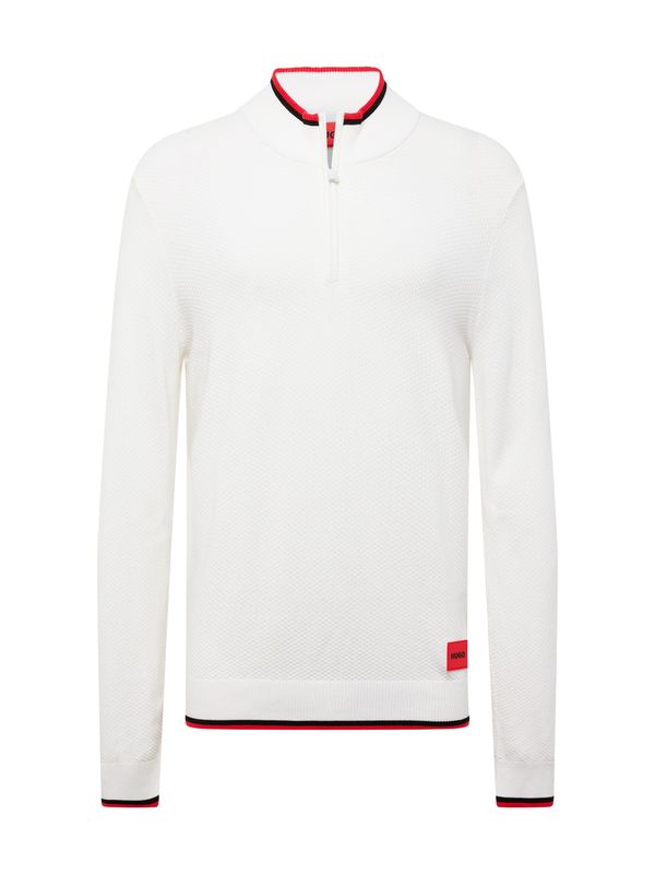 HUGO Red HUGO Red Пуловер 'Saikk'  червено / бяло