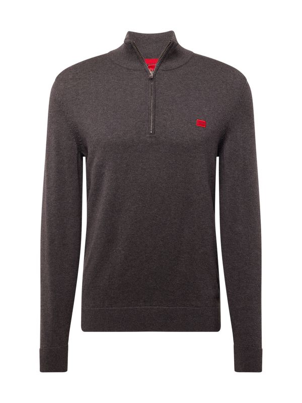 HUGO Red HUGO Red Пуловер 'San Quintus'  тъмносиво / огнено червено