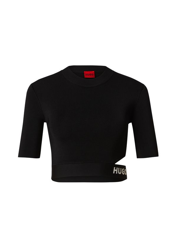 HUGO Red HUGO Red Пуловер 'Satchina'  черно / мръсно бяло