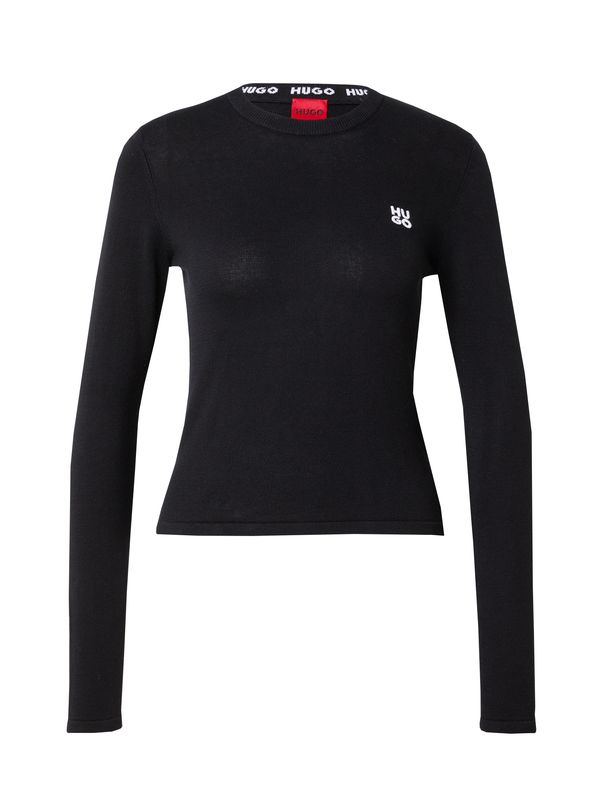 HUGO Red HUGO Red Пуловер 'Scallia'  черно / бяло