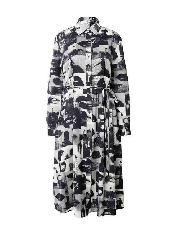 HUGO Red HUGO Red Рокля тип риза 'Kleoma'  сиво / черно / бяло
