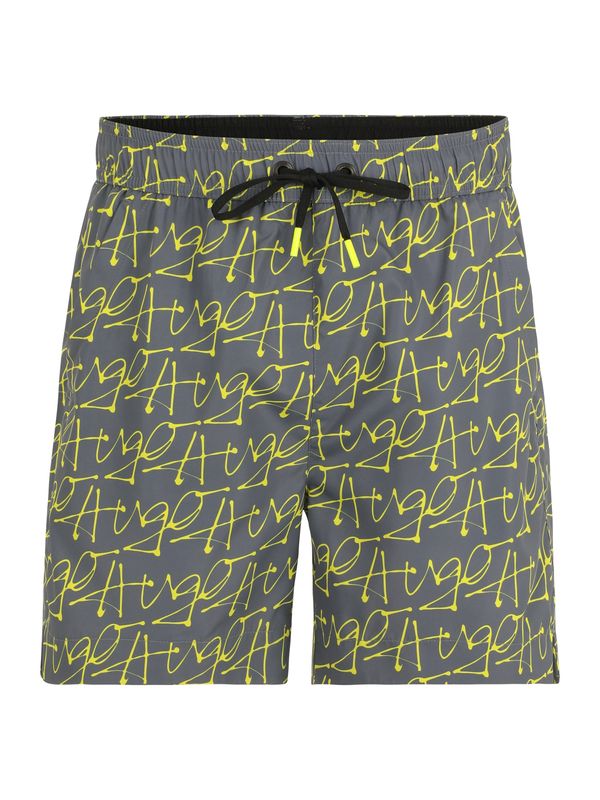 HUGO Red HUGO Red Шорти за плуване 'MARCO'  сиво / неоново зелено