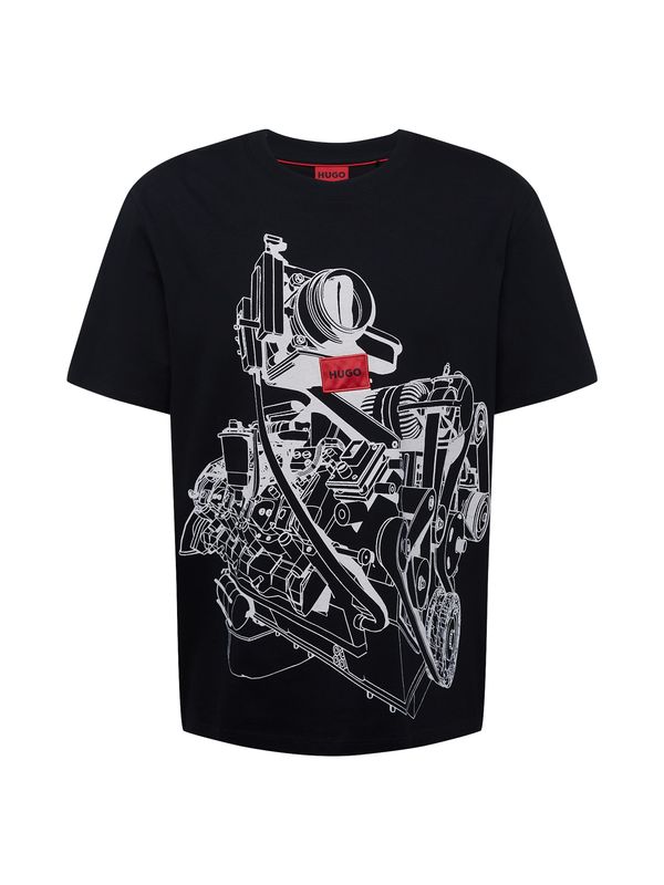 HUGO Red HUGO Red Тениска 'Dacifico'  светлосиво / червено / черно