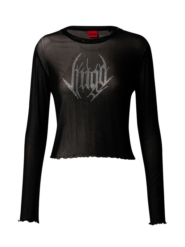 HUGO Red HUGO Red Тениска 'Darocka'  черно / сребърно