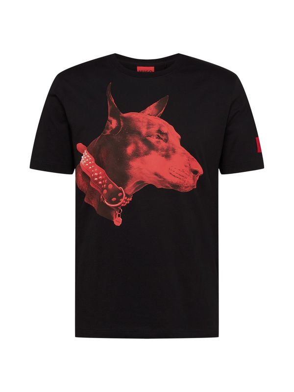 HUGO Red HUGO Red Тениска 'Dedigree'  червено / черно