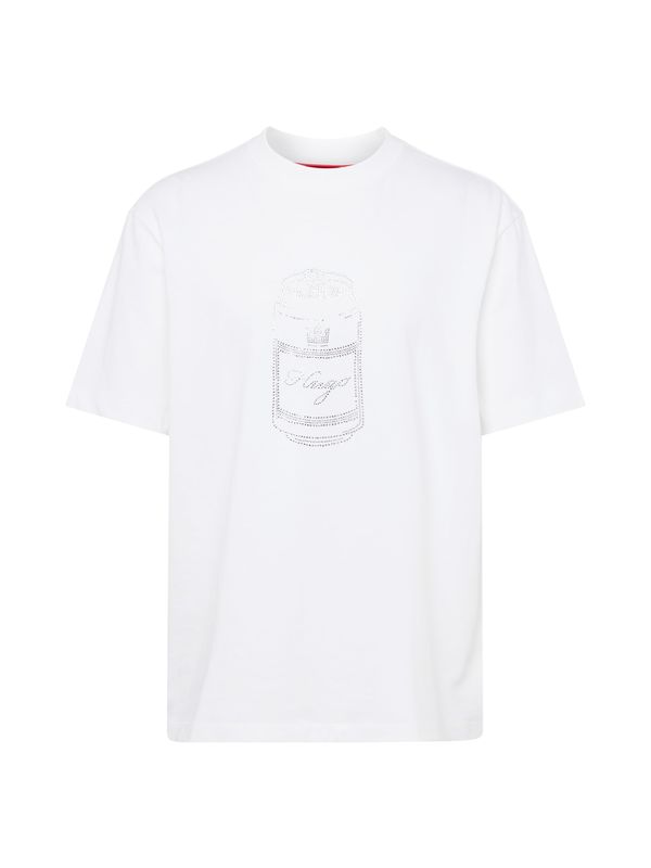 HUGO Red HUGO Red Тениска 'Deondrin'  сребърно / бяло