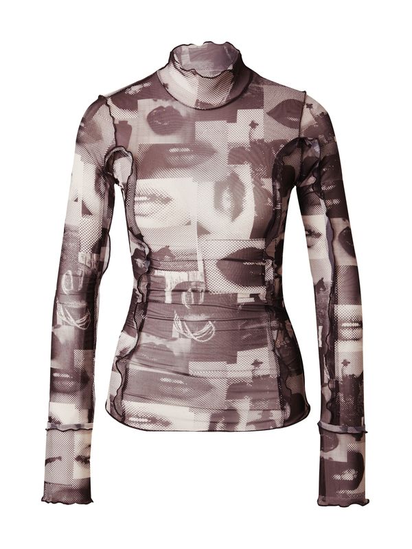 HUGO Red HUGO Red Тениска 'Deuphoria'  бежово / шоколад / таупе сиво / черно