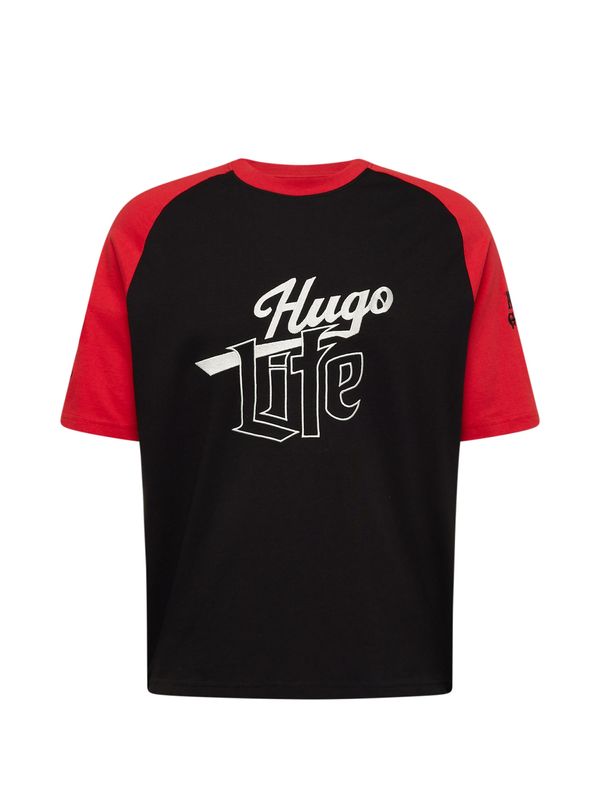 HUGO Red HUGO Red Тениска 'Dilife'  червено / черно / бяло