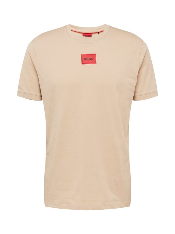 HUGO Red HUGO Red Тениска 'Diragolino212'  светлобежово / червено / черно