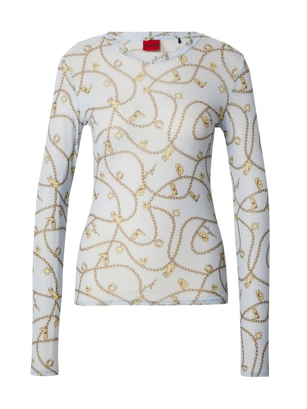 HUGO Red HUGO Red Тениска 'Diralina'  светлосиньо / кафяво / жълто