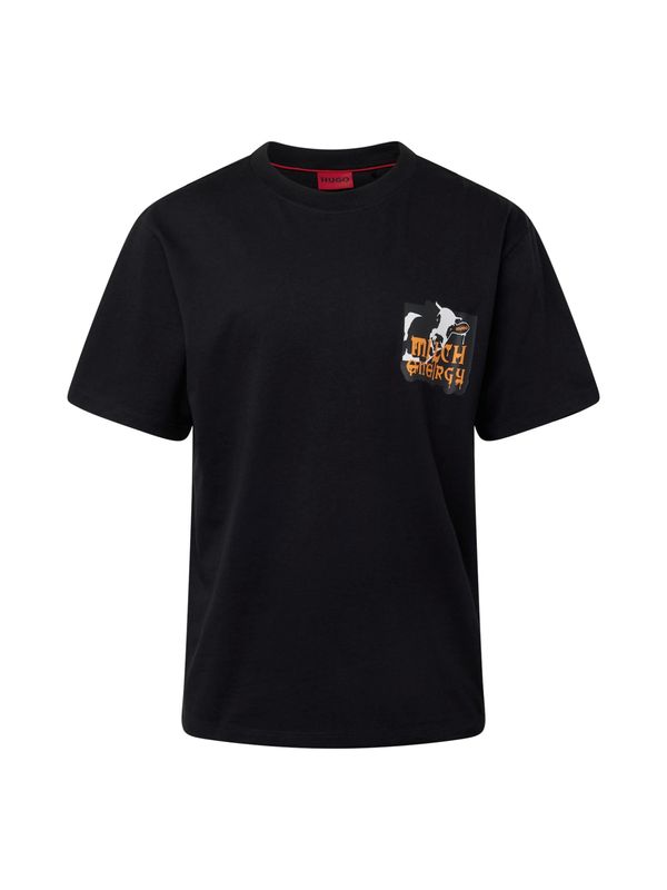 HUGO Red HUGO Red Тениска 'Doevaco'  оранжево / черно / бяло