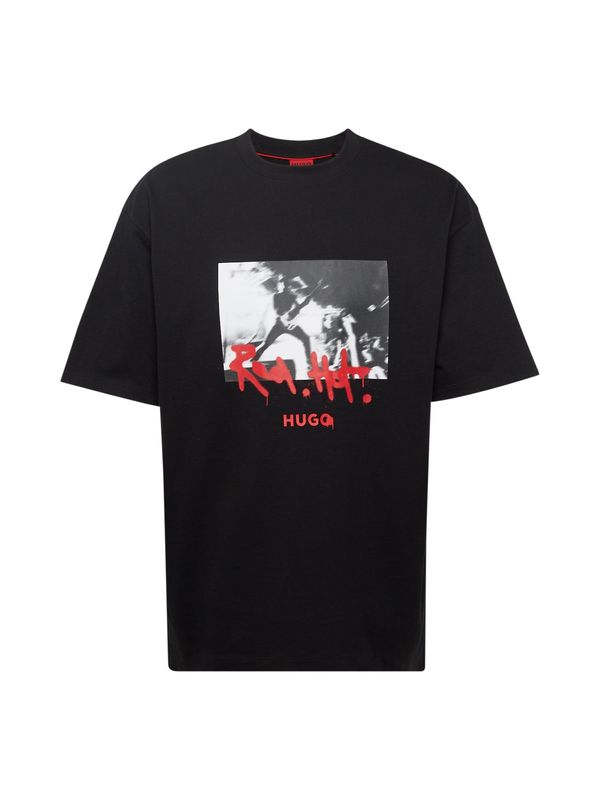 HUGO Red HUGO Red Тениска 'Domenade'  сиво / тъмночервено / черно / бяло