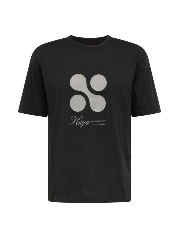 HUGO Red HUGO Red Тениска 'Dooling'  сиво / черно