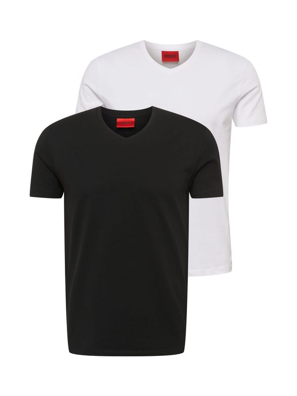 HUGO Red HUGO Red Тениска 'Hugo'  черно / бяло