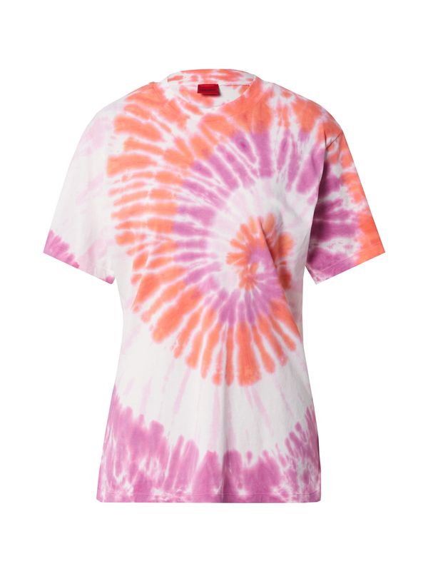 HUGO Red HUGO Red Тениска  оранжево / розово / бледорозово / бяло