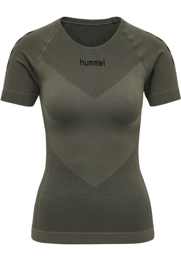 Hummel Hummel Функционална тениска 'First Seamless'  маслина / черно