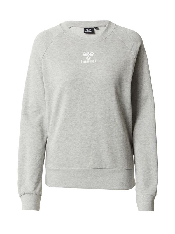 Hummel Hummel Спортен суитшърт с качулка  сив меланж / бяло