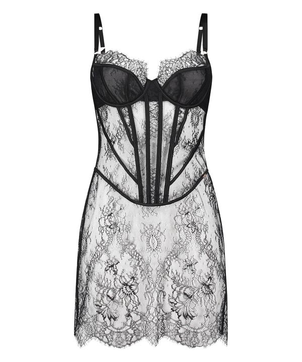 Hunkemöller Hunkemöller пеньоар 'Camille'  черно / прозрачно