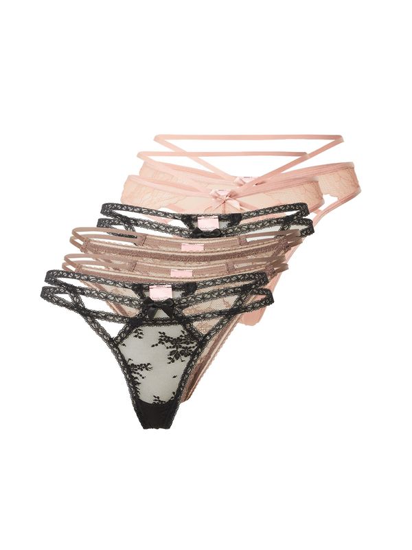 Hunkemöller Hunkemöller Стринг  кафяво / бледорозово / черно