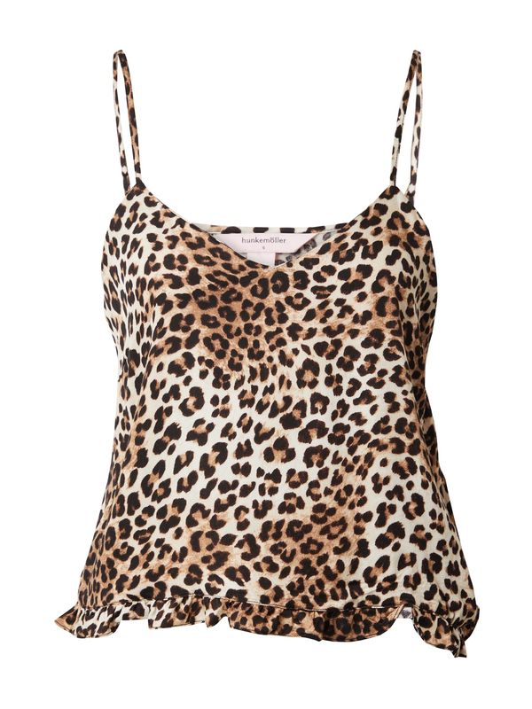 Hunkemöller Hunkemöller Тениска за спане  бежово / кафяв меланж / черно