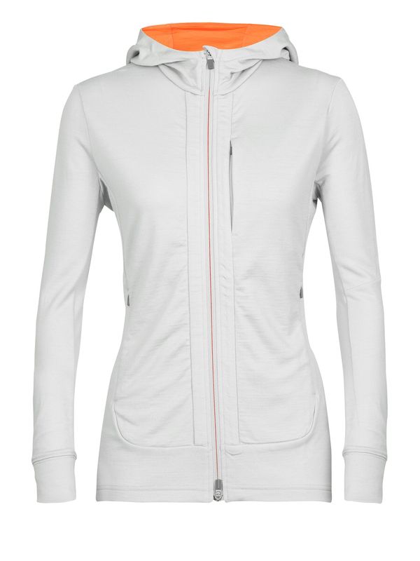 ICEBREAKER ICEBREAKER Спортен суитшърт с качулка 'Quantum III'  оранжево / тъмнорозово / мръсно бяло