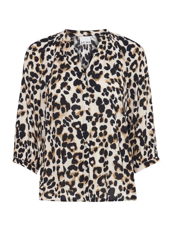 ICHI ICHI Блуза 'MARRAKECH'  светлокафяво / черно / бяло