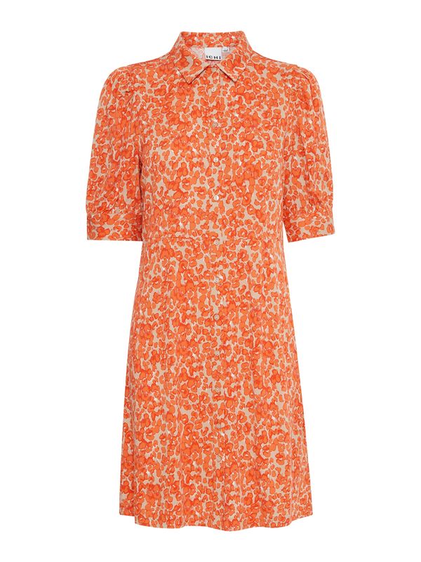 ICHI ICHI Рокля тип риза 'AYA'  бежово / оранжево / корал / бяло