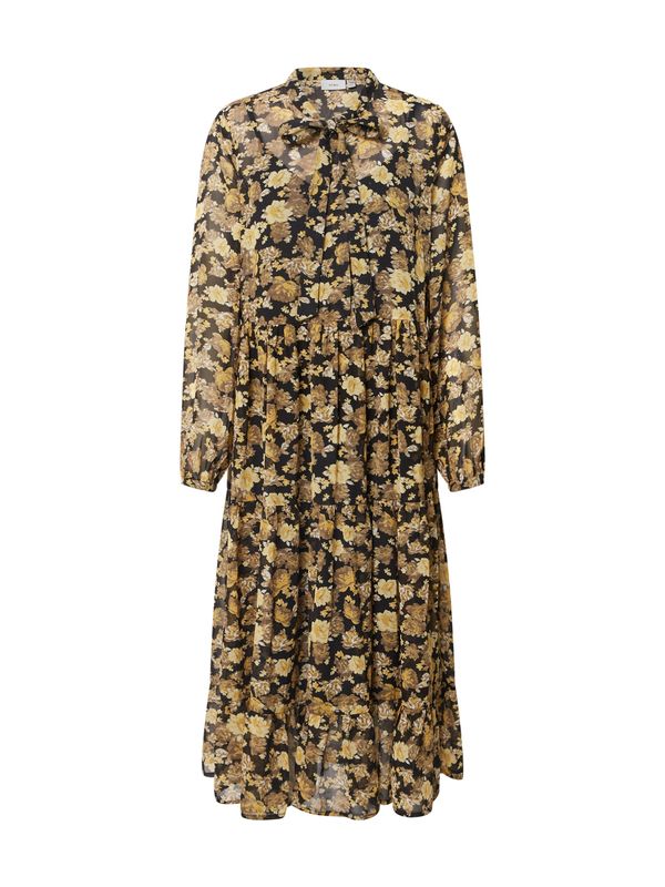 ICHI ICHI Рокля тип риза 'Earlena'  кафяво / жълто / светложълто / черно