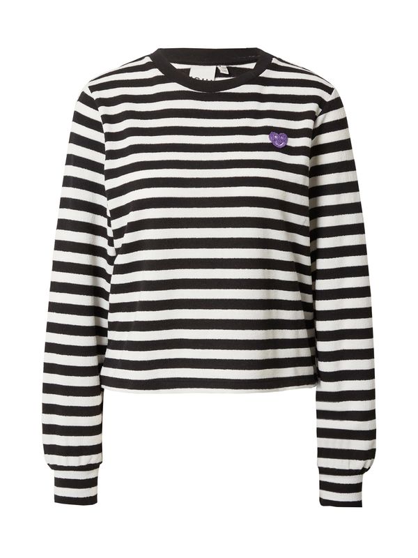 ICHI ICHI Тениска 'IHMAE LS'  черно / бяло