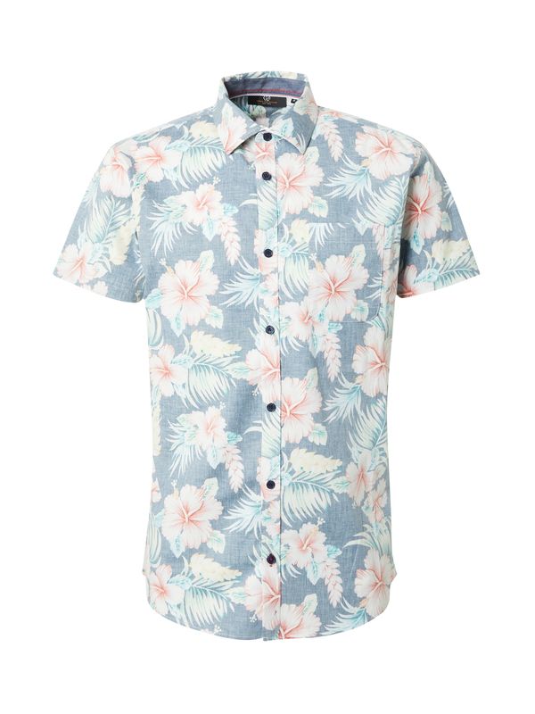 INDICODE JEANS INDICODE JEANS Риза 'Zookar'  кремаво / опушено синьо / червено