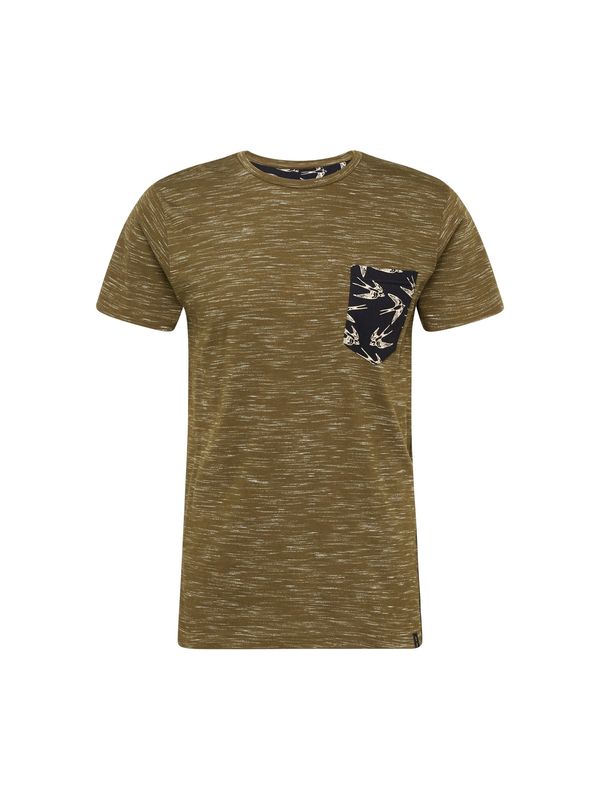 INDICODE JEANS INDICODE JEANS Тениска 'Blane'  бежово / морскосиньо / маслина