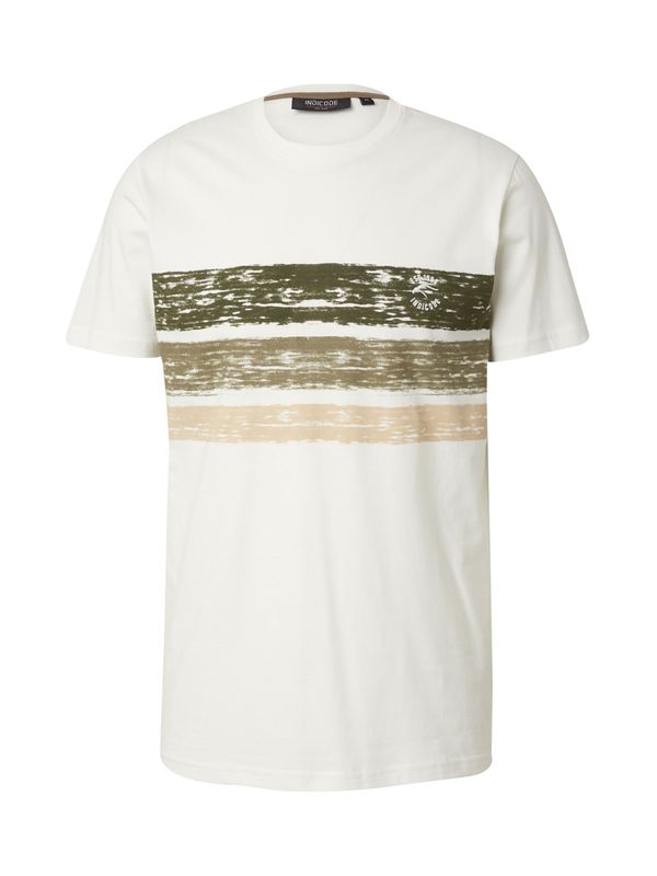 INDICODE JEANS INDICODE JEANS Тениска 'Carson'  светлобежово / маслина / тъмнозелено / бяло