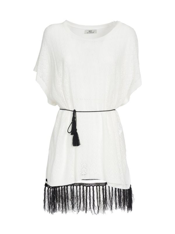 Influencer Influencer Пуловер 'Pointelle'  черно / бяло