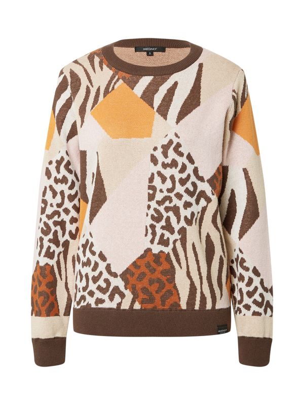 Iriedaily Iriedaily Пуловер 'Rudy'  кремаво / телесен цвят / карамел / тъмнокафяво
