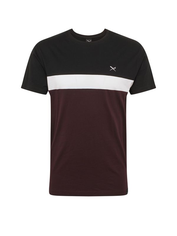 Iriedaily Iriedaily Тениска 'Court'  винено червено / черно / бяло