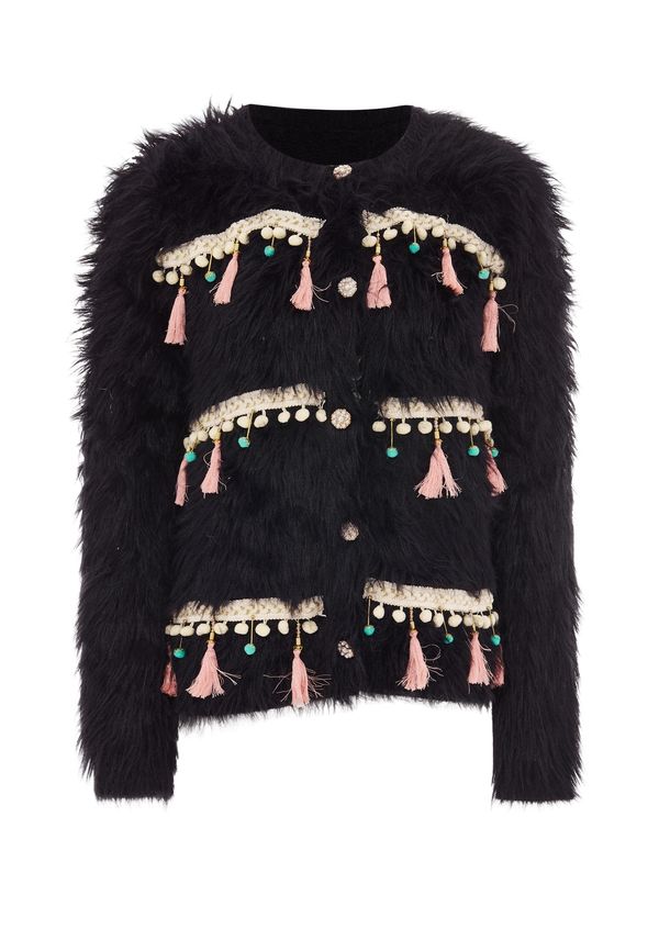 IZIA IZIA Плетена жилетка  тюркоазен / пепел от рози / черно