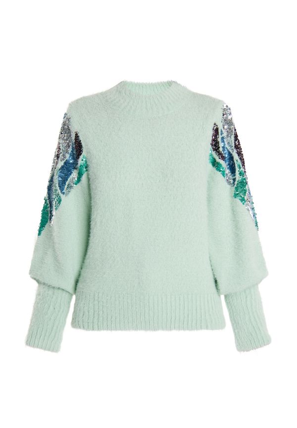 IZIA IZIA Пуловер 'Gaya'  синьо / зелено / мента / сребърно