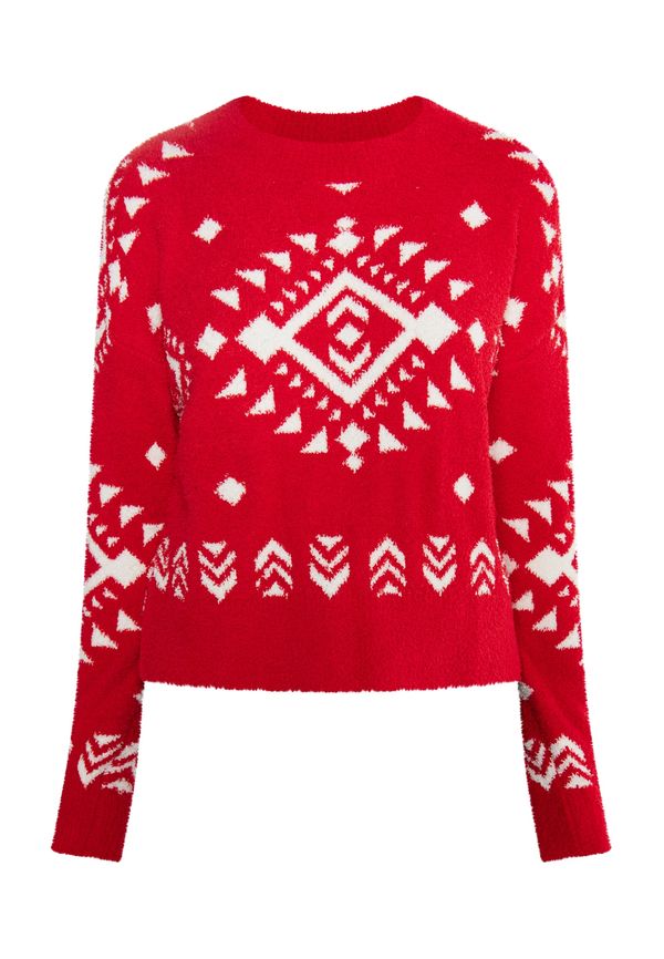 IZIA IZIA Пуловер 'Hoona'  червено / бяло