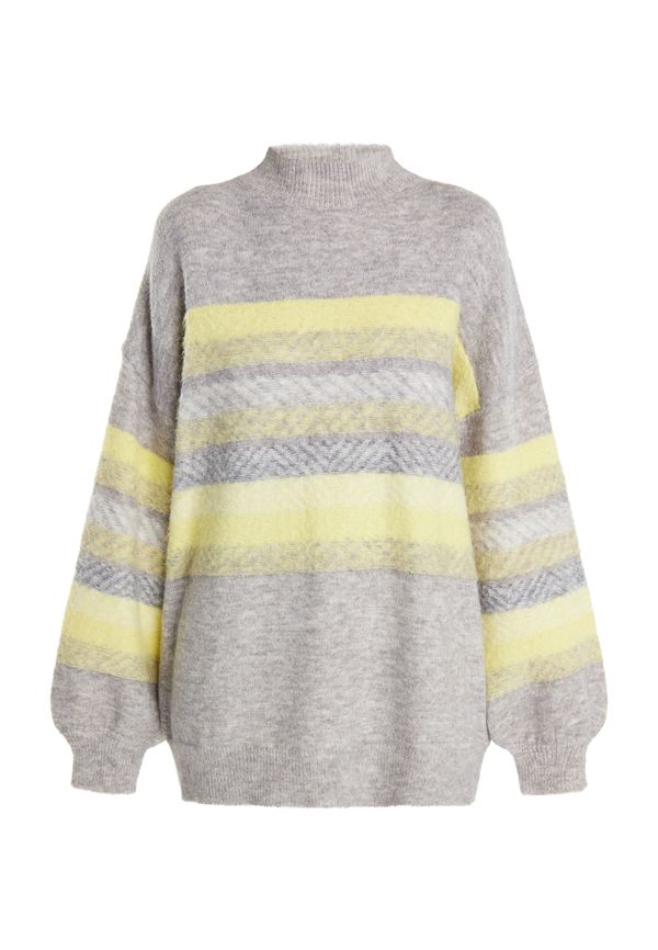 IZIA IZIA Пуловер 'Hoona'  жълто / светлосиво / сив меланж