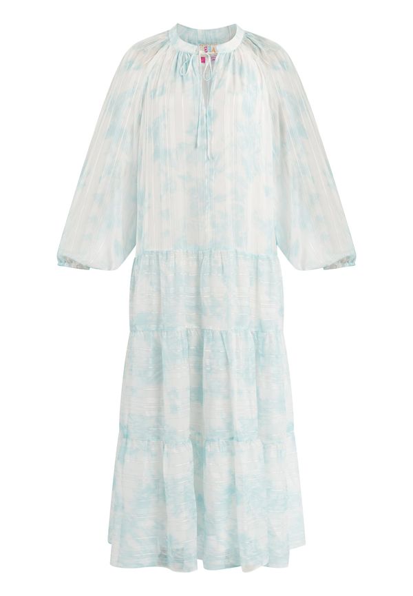 IZIA IZIA Рокля тип риза  аквамарин / бяло